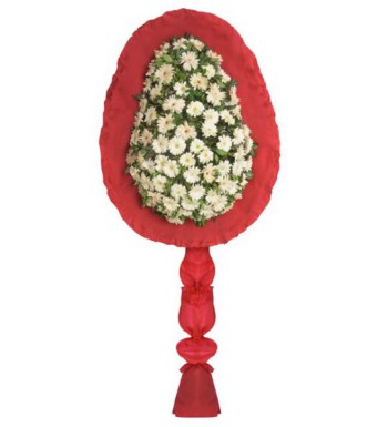 Tek Göbekli Beyaz Gerbera Çelenk