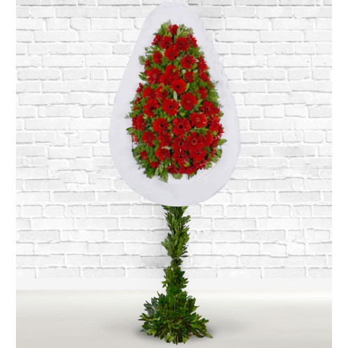 Tek Göbekli Kırmızı Gerbera Çelenk